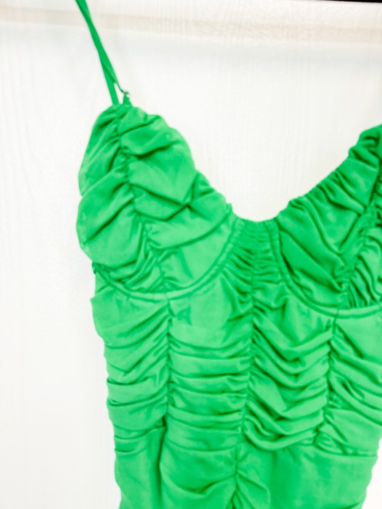 Nasty Gal Mesh Ruched Bodycon Mini Dress Green — image 2 of 5